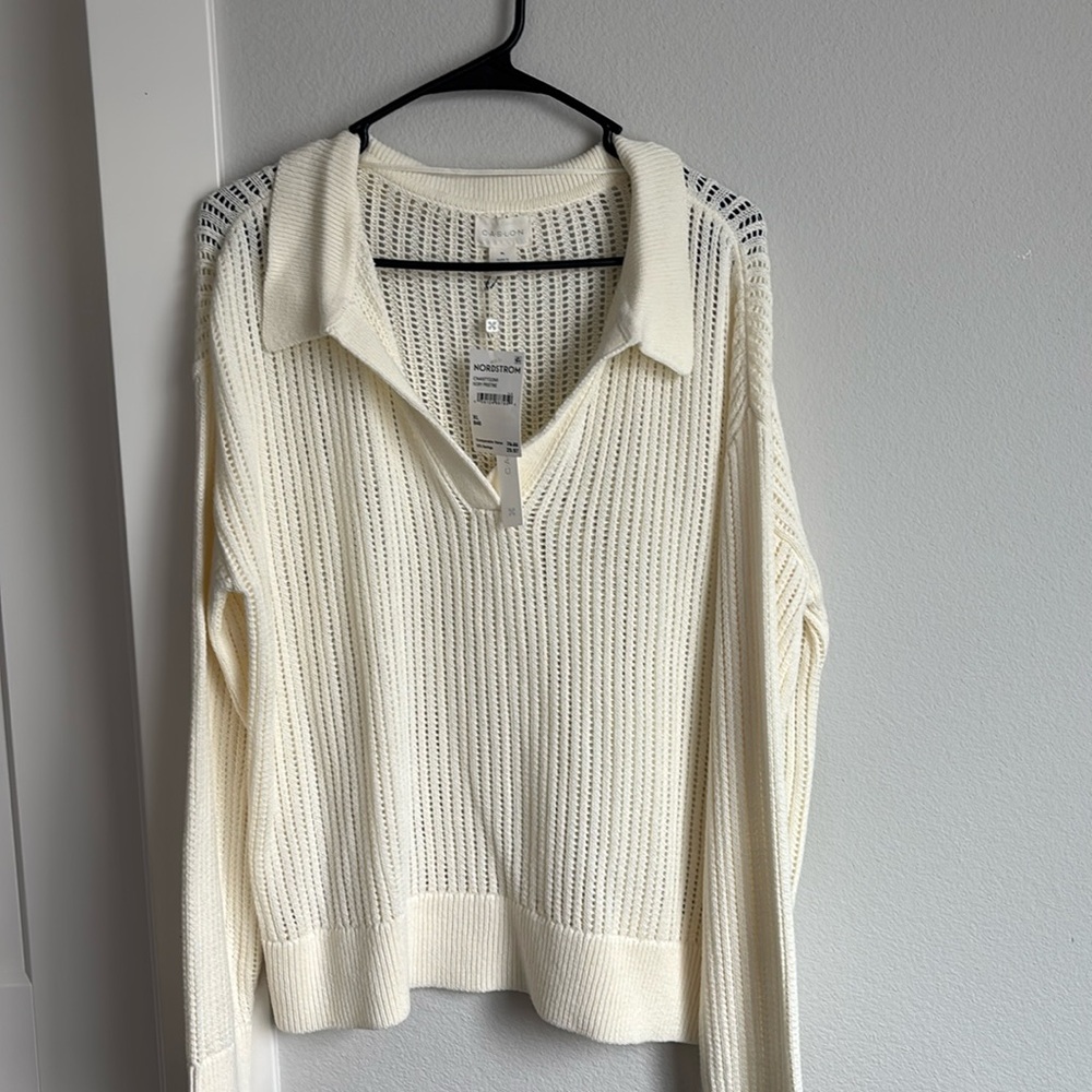 CASLON Pointelle Polo Sweater